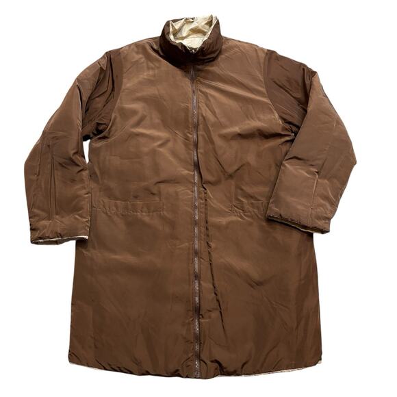 Weekend Max Mara Down Puffer Coat Women's 10 Coffee Tan Bronze Brown Reversibles - Picture 3 of 11